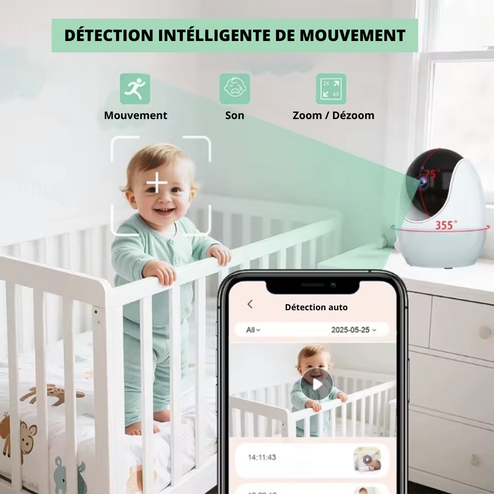 Bebelio - Babyphone Revo 4,3" – Vision Nocturne, Audio Bidirectionnel, Sans + Application, Vidéo HD1080p