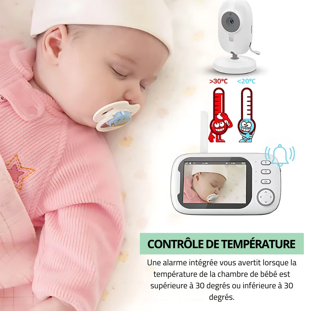 Bebelio - Babyphone Evo 3.5" - Vision Nocturne, Audio Bidirectionnel, Sans Ondes