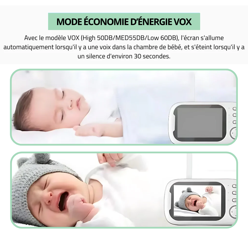 Bebelio - Babyphone Evo 3.5" - Vision Nocturne, Audio Bidirectionnel, Sans Ondes