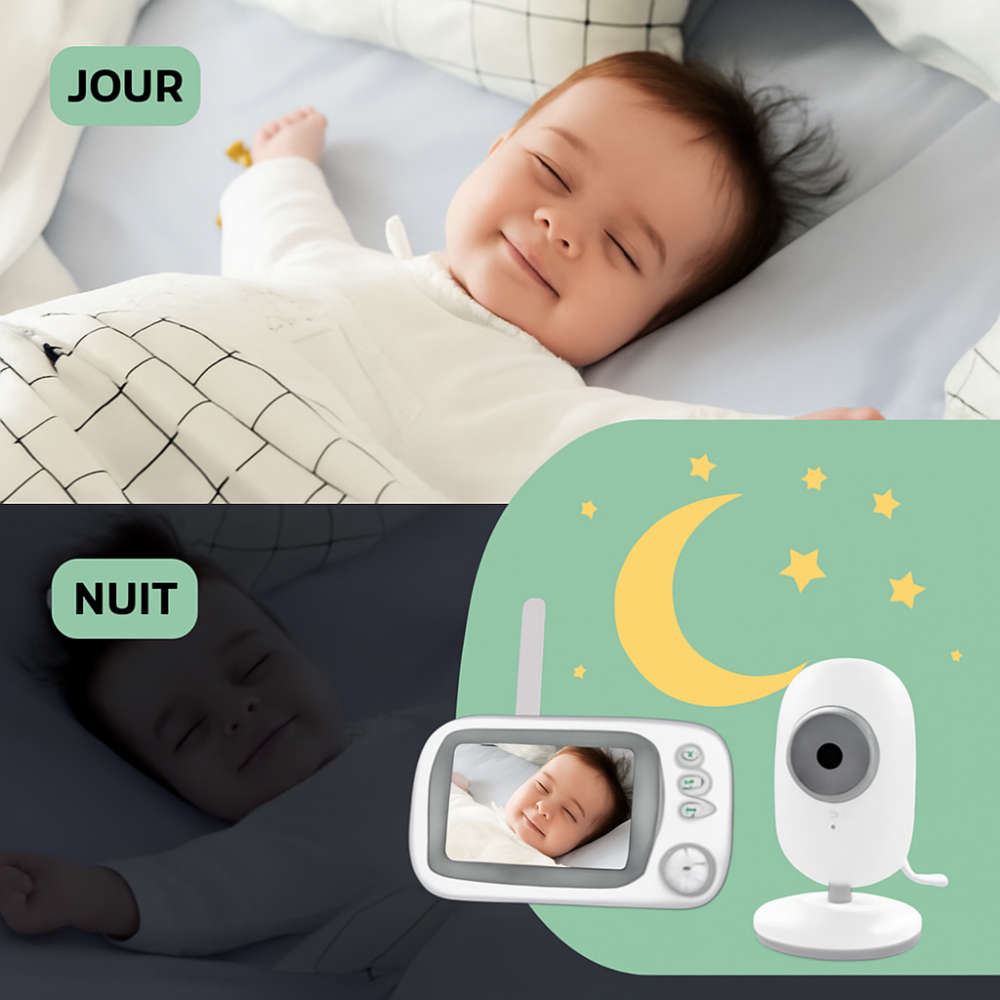 Bebelio - Babyphone Evo 3.5" - Vision Nocturne, Audio Bidirectionnel, Sans Ondes